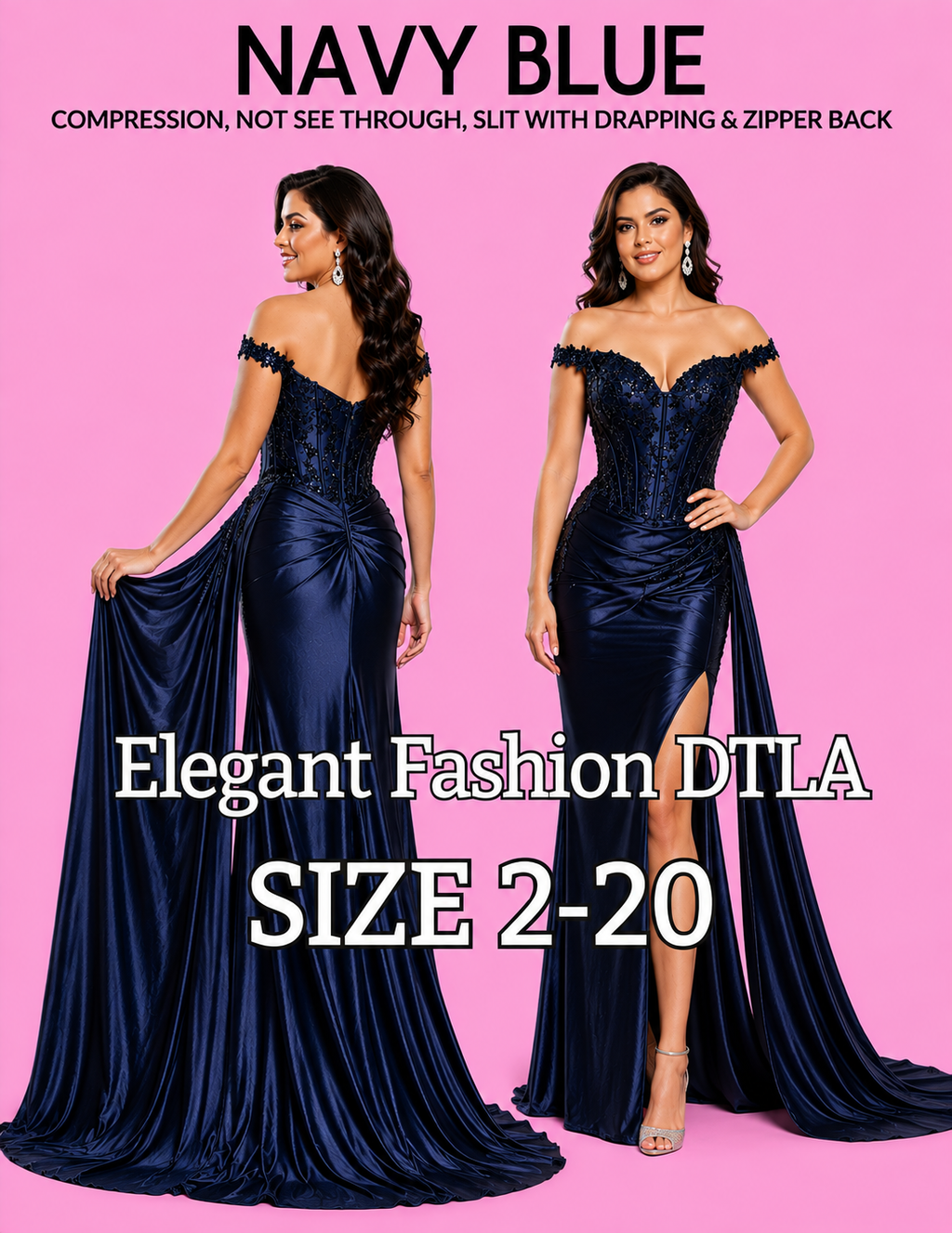 NAVY BLUE COMPRESSION (SIZE 2-20)✨ Elegant Fashion✨EF162179