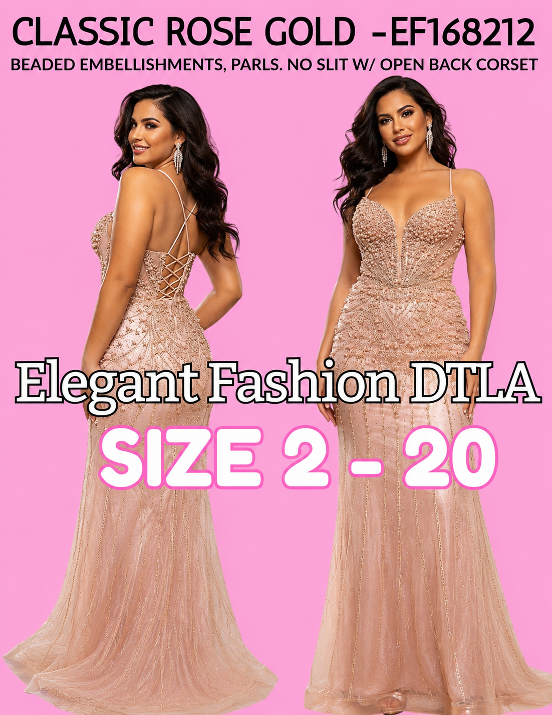 6 COLORS (SIZE 2-20)✨ Elegant Fashion✨ EF168212