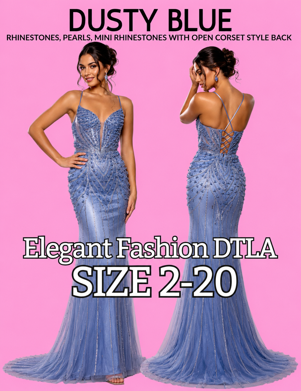 DUSTY BLUE PEARLS (SIZE 2-20)✨ Elegant Fashion✨ EF168212