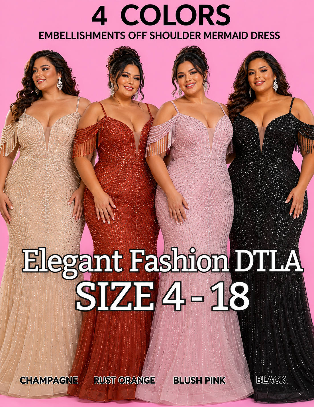 4 COLORS (SIZE 4-18)✨ Elegant Fashion✨EF16YG5042