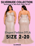 PLUS SIZE (SIZE 2-20)✨ Elegant Fashion ✨ NUDE SILVER RHINESTONES