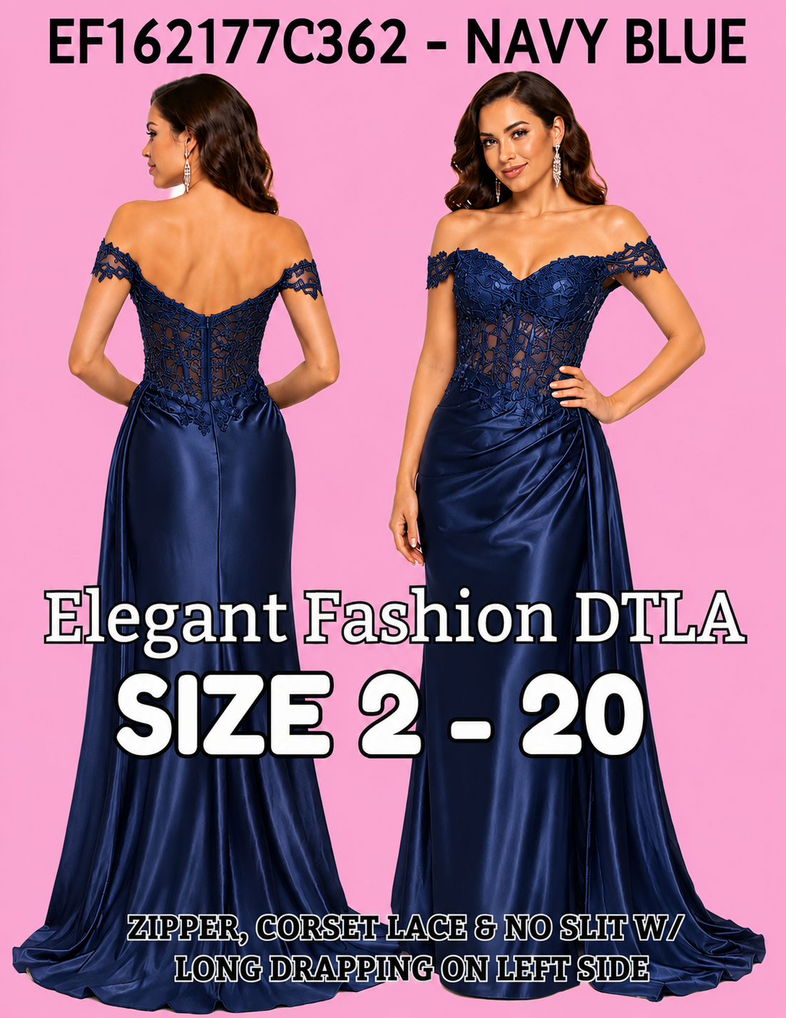 (SIZE 2-22)✨9 COLORS:  Corset Lace w/ no slit