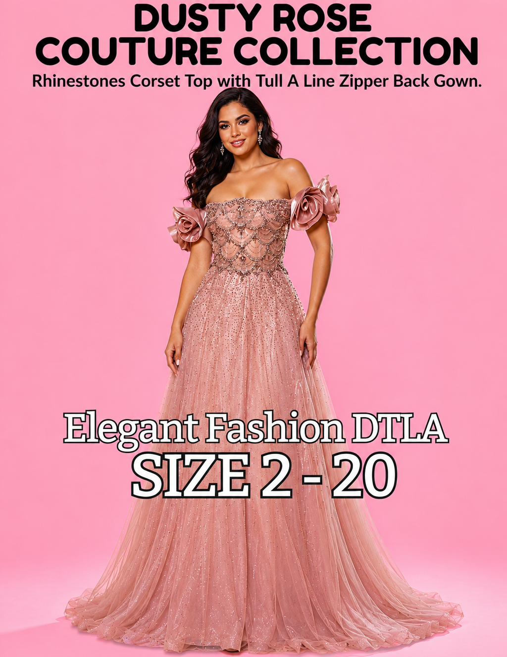 DUSTY ROSE COUTURE COLLECTION (SIZE 2-20)✨ Elegant Fashion✨EF168260
