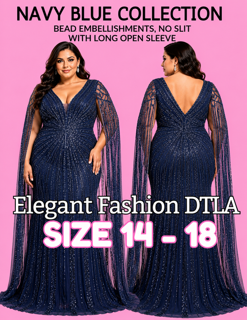 (SIZE 2-18)✨ Elegant Fashion✨ NAVY BLUE EMBELLISHMENTS