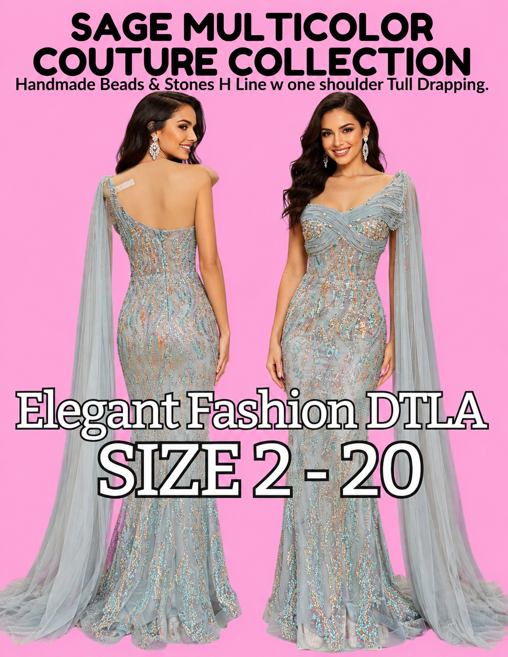 SAGE MULTICOLOR  (SIZE 2-20)✨ Elegant Fashion✨EF168205