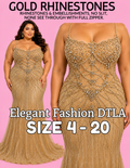 (SIZE 2-20) ✨ Elegant Fashion✨GOLD RHINESTONES