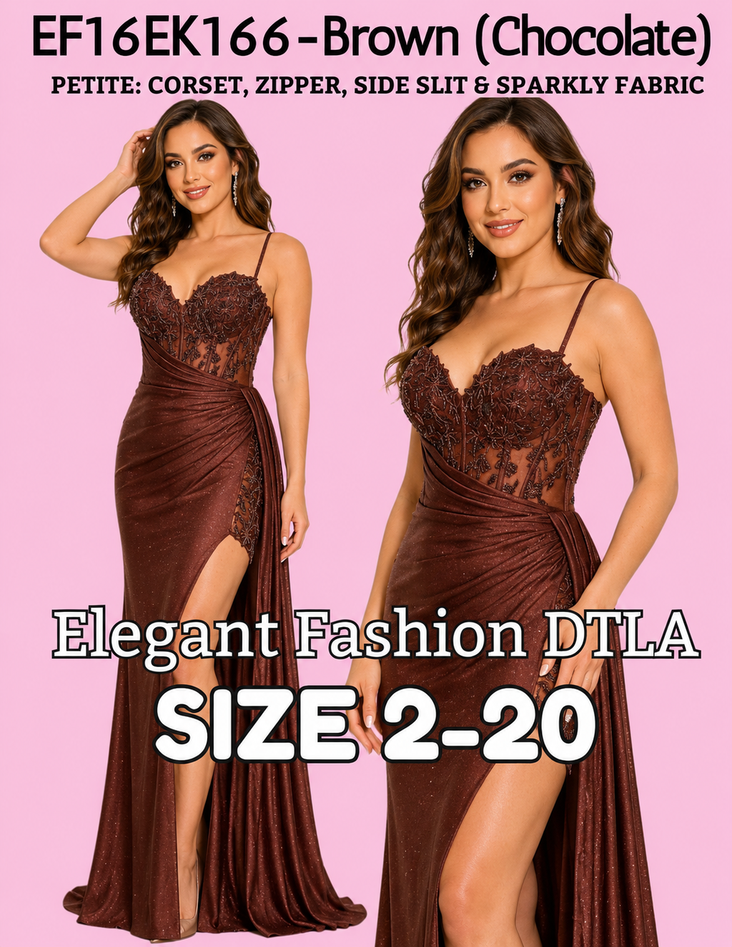 (SIZE 2-20)✨ Elegant Fashion✨ Chocolate Brown