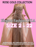2 COLORS: RHINESTONES GOWN W/ DETACHABLE SKIRT